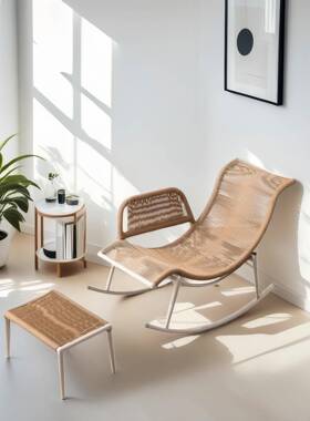 檀花摇躺椅椅成外人阳台家用休闲藤56744椅复古藤懒人椅户庭院休