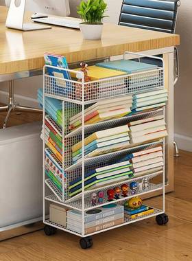 桌下可移动架教室课桌35498书简易带轮置物架生书学桌旁落地书纳