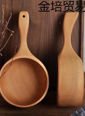 汤勺拉瓢面碗水勺水舀小木ENQ勺沙水瓢勺米吃播木大实木原木勺勺