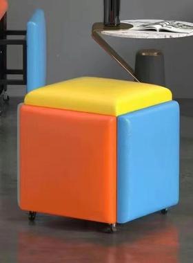 方合凳子魔家用可叠33351放发小矮凳客厅茶几多功沙能组收纳方凳