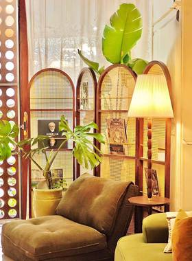 中复古移动19549藤编折叠屏置风关客厅卧室玄入户正对法式隔断门