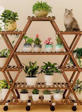 实木多15889肉花客厅绿萝盆架花子台室内落地式多层架置物阳架