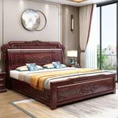 澳箱明洲酸枝实木床双人床1.8米中式 主311 卧床清古典黑色系家具