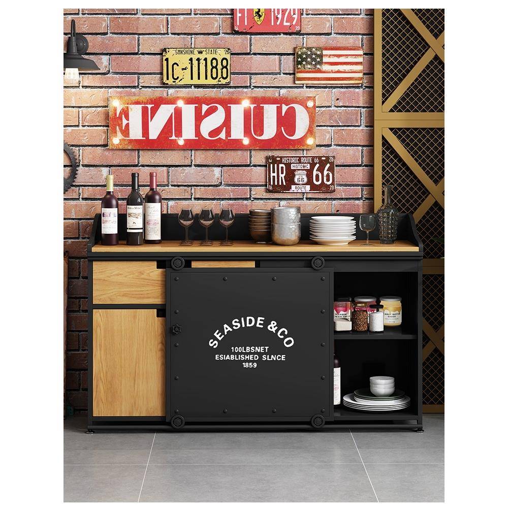 艺多茶水柜备餐柜工业风用美式F97M5JS8商高柜功能铁餐边柜可订酒