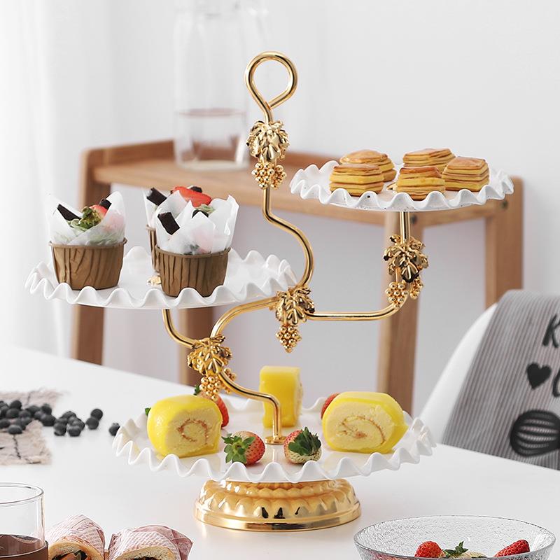 简欧多层蛋糕架三层点干果KGJ盘子现代水K礼TV果盘婚烘心焙摆台串