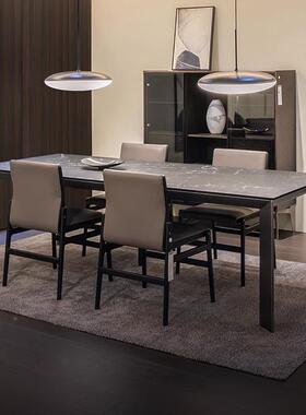 色德10529利丰黑锈钢岩板餐桌黑武桌士意式极简轻奢现代饭高不端