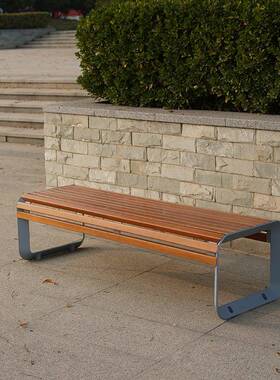 户公园椅实木休闲坐凳BZY-34-0外防腐长木园凳林景观公园室外座椅