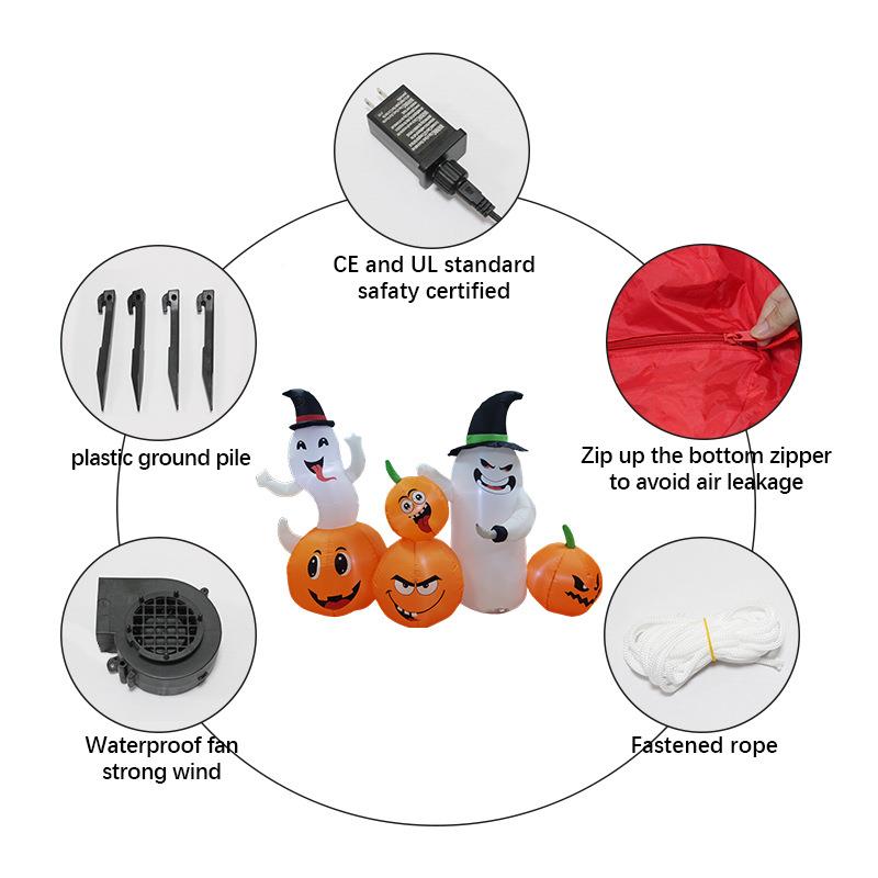 1IVB.8米万模圣节充气灵南瓜海盗幽搞怪白鬼发光气外庭院户装饰摆