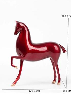 新中式树脂红马工艺品摆居件N2486家玄客软装样厅板房书房办公关