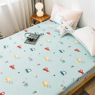 儿童床笠单QST件长绒棉.2米学生宿舍卡1通1印花.5护床垫保套