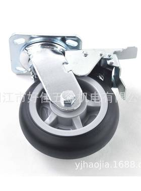 厂直5供10X5m0m静工音NCK弧面黑色TPR双刹脚轮