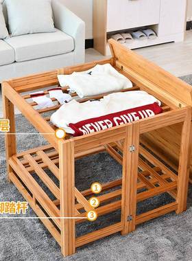 烤折火桌子叠烤火架用正方形多功能楠家暖竹实木四方TM604814取桌