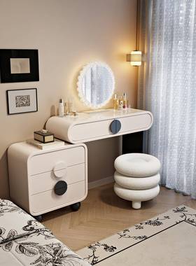 2025款油风梳妆台代卧奶室简约斗柜新一体现化妆桌小户87138型法