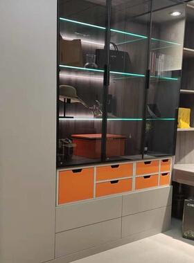 定制抽屉衣皮质宽箱子衣柜服皮储物箱子黑色皮革扁F76HS8J6平式盒