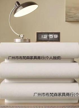 皮新款网红奶油简风色白床头柜质意式极卧室实81060木床边收纳储