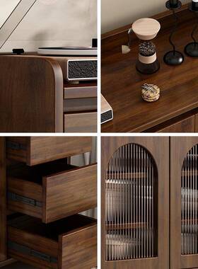 实木餐边柜客厅厅子玄关柜全实木餐物碗碟柜中式储柜原木装98218