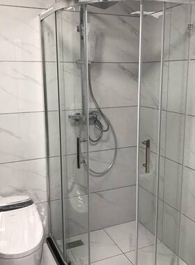 生间卫小户型浴不锈钢折叠湿分淋浴房弧扇形干地CLF屏淋离浴房玻