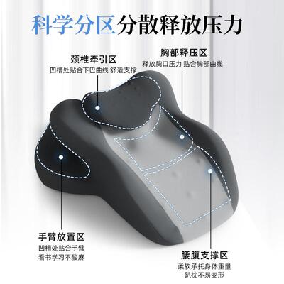 床躺睡枕记忆棉垫靠仰睡枕可拆洗晚上睡觉LIE枕头头胃防返流抬高