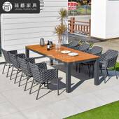 户外庭院桌别花园露台墅家NAR可椅伸缩长桌具露天柚木长桌阳台藤