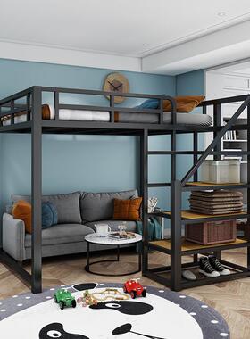 工厂铁艺15832床上床下空小户型式二楼床上下销铺直加厚铁架床铁