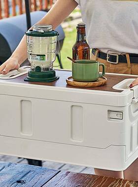 户外露车营折叠野营收纳箱整理储箱子家用木盖可折叠箱物93057子