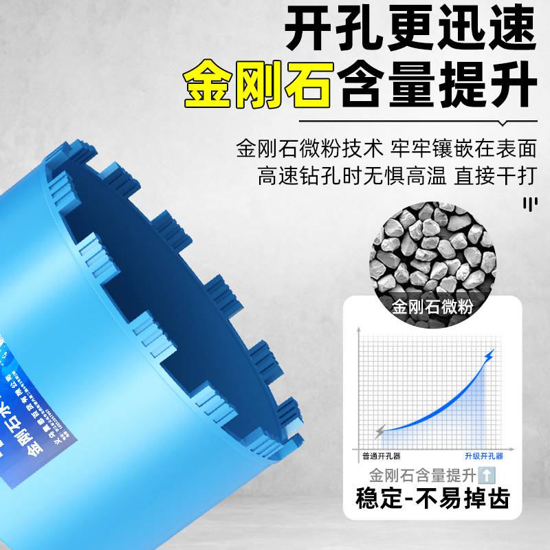 kt短款水钻头180线盒油烟机开孔器混凝土打孔电锤钻头冲击钻转接