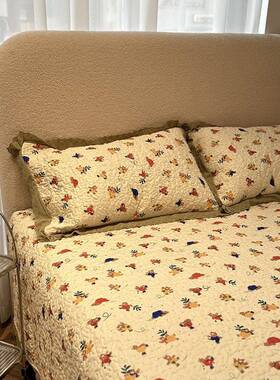 式全棉缝花边床盖三韩37508件套可水洗夹棉加厚床单四款纯棉绗床