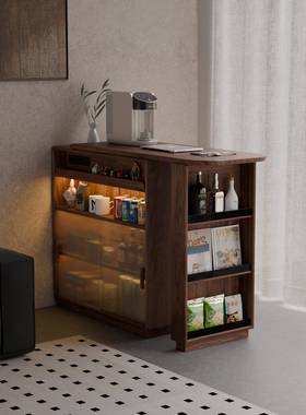 北美黑胡桃木吧台桌33832岩柜板小缩户型客厅断家用伸岛台餐边一