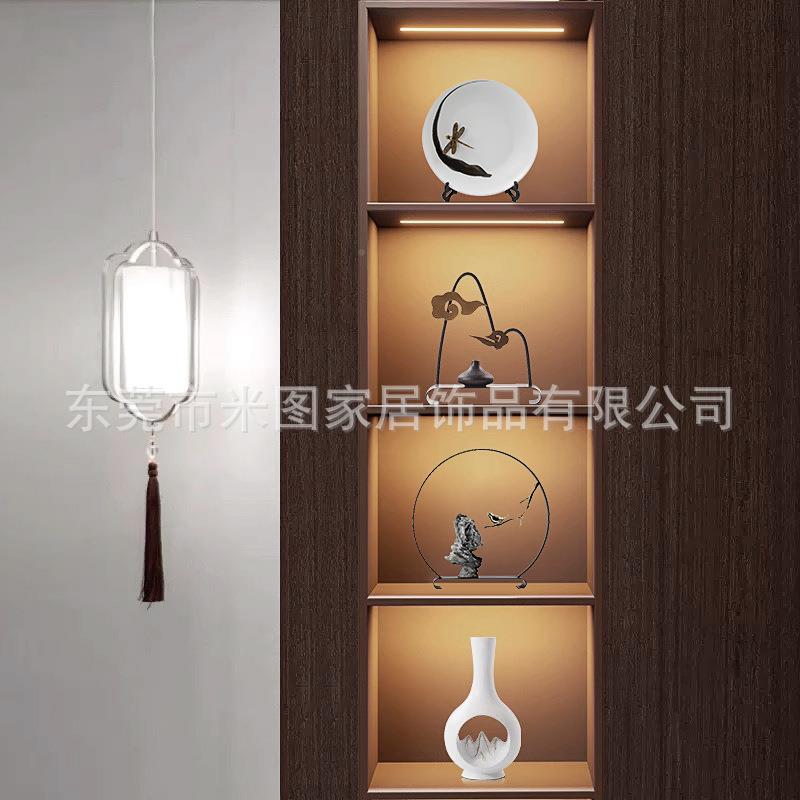 新中式品家摆设板房间软装饰样高端茶室居客厅酒5632柜玄关博古架