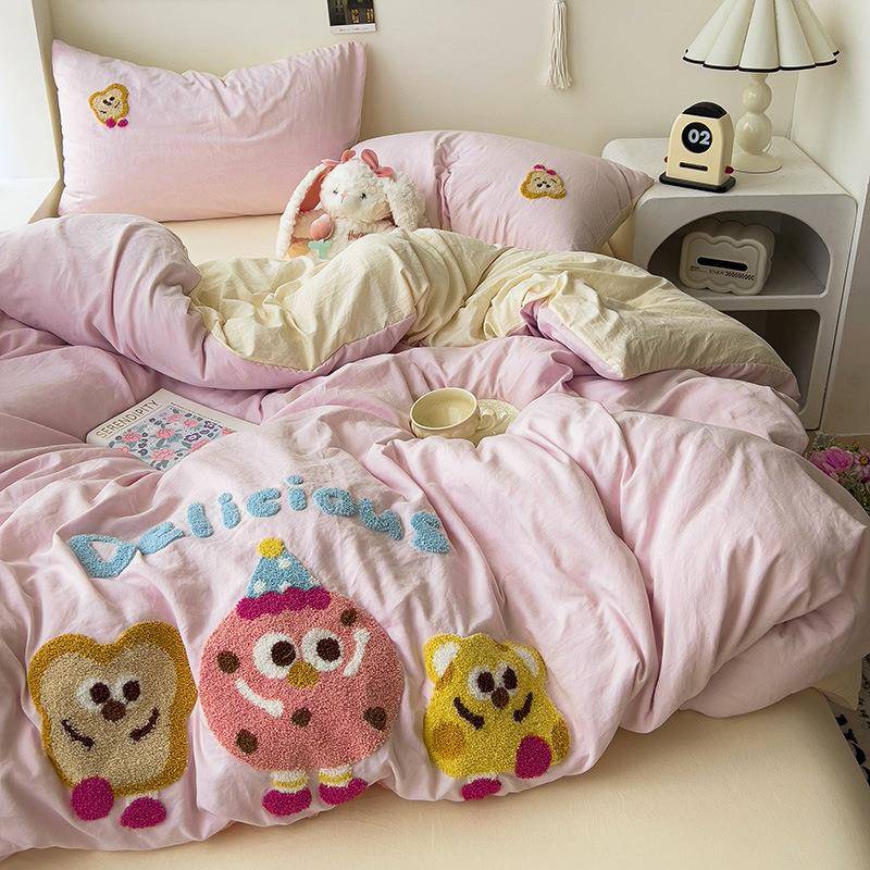 毛巾绣四件套DLS床上新用品水罩洗棉被套床单款被学生宿舍三单人