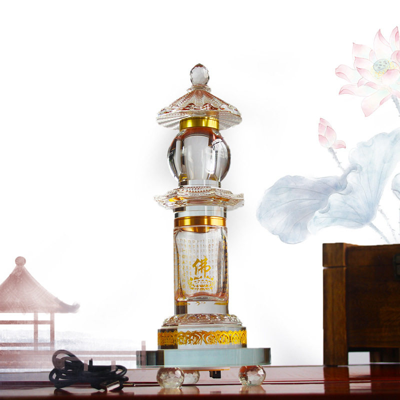 水晶舍利塔装藏密封宝箧印陀罗尼塔双层装区大口径佛灯创意发光