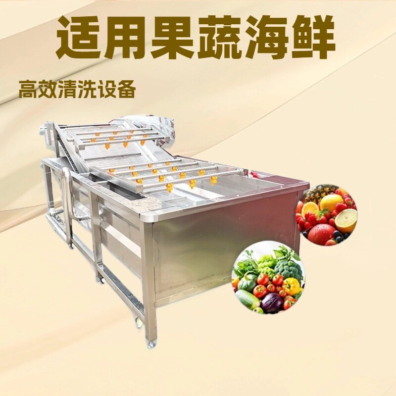 果蔬气泡清洗机海鲜清洗设备 清洗沥水成套流水线佳圣特304采用