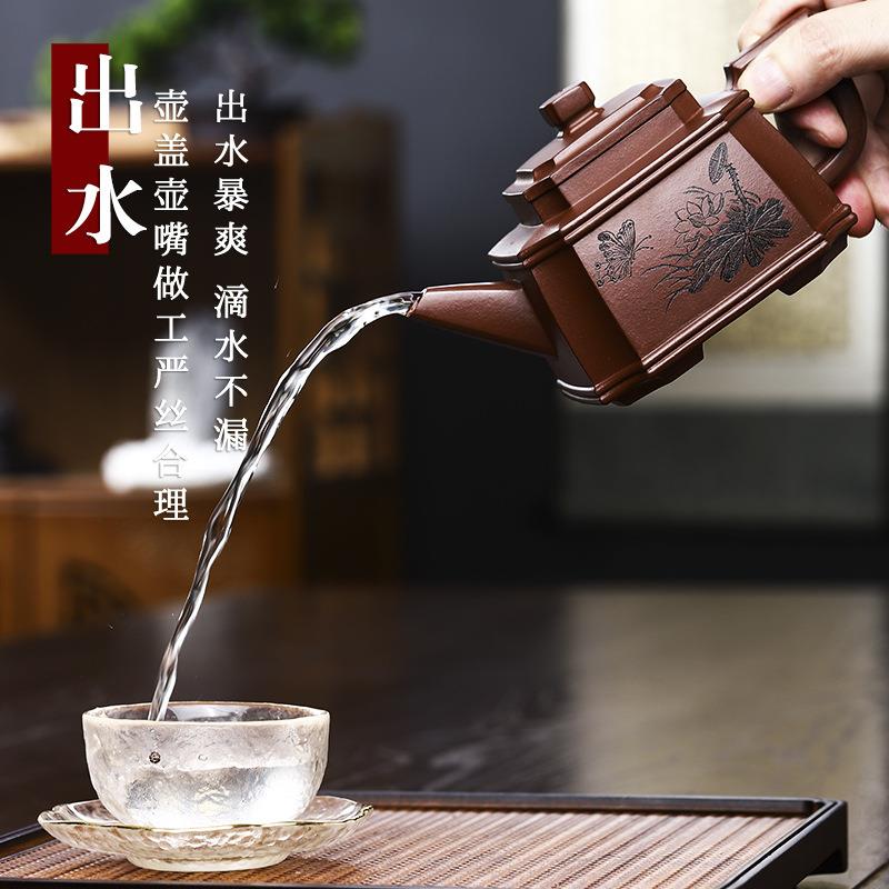 宜紫花壶全手工泡茶壶养生壶韵蝶舞珍藏底槽清易包浆出砂水兴2021