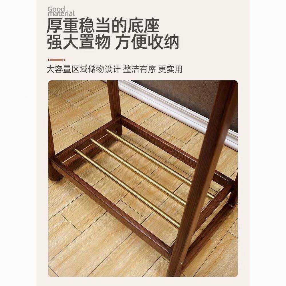 实木白木衣架地卧室衣架轻奢新中蜡式JKO简易落收纳挂衣架全绢花
