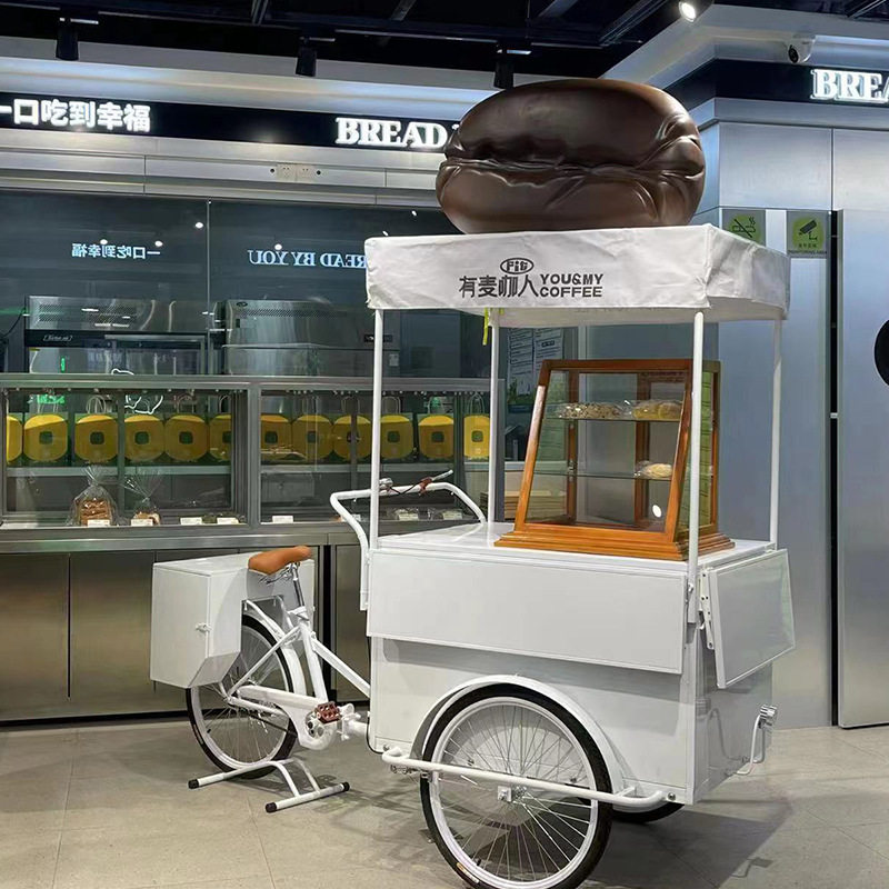 网红多功能三轮小吃餐车夜市景区美食活动摆摊手推车促销展售卖车