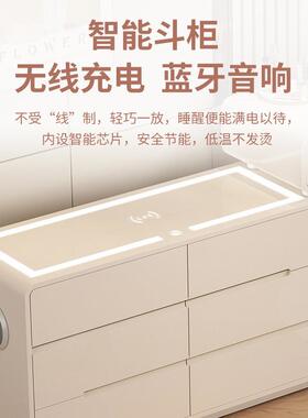 奶油风岩台板小化户妆床头柜化一体网红伸缩71895妆台卧室轻奢现