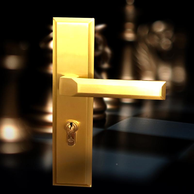 简约全铜锁芯室内静加黑LKQ音门锁色方型实木门执长手锁