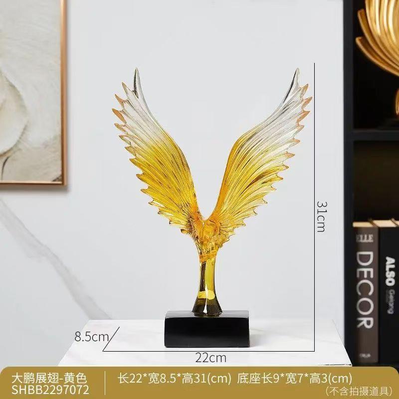 大鹏展关翅天使之翼透明树工艺品摆件家居客厅JNE玄饰品脂送礼佳