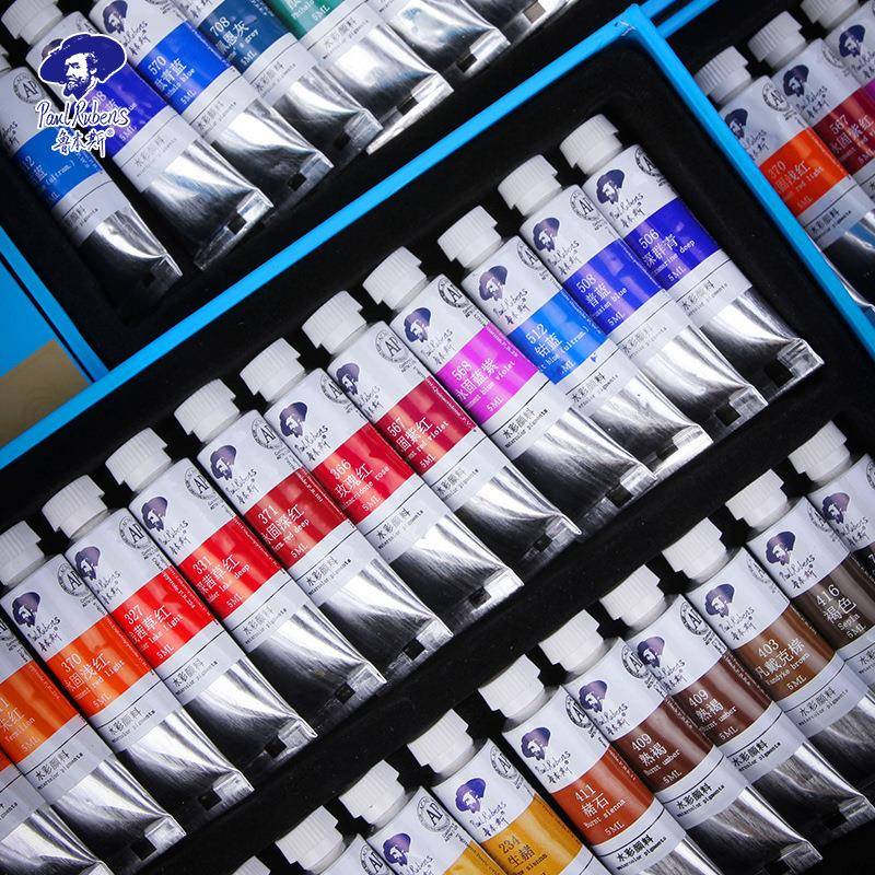 本斯卡洛林水颜料彩套装学生专用水IIY彩管5ml状颜料18色24鲁色36