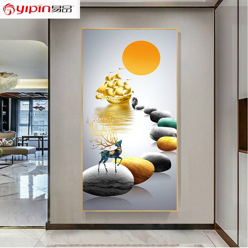 几何抽象落地画客厅酒店宾馆玄关壁画现代轻奢极简装饰画图片