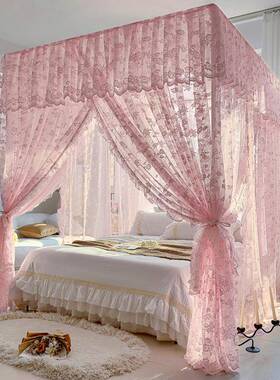 法式廷蕾丝蚊帐用落29930地宫三开门公主风加5厚卧室防蚊床幔202