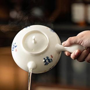 羊脂玉白瓷煮水跳盖陶瓷烧水壶家用泡茶砂铫煮茶器电陶炉茶具套装