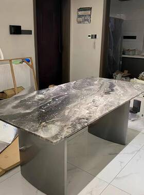 理石家用餐台脚桌锥家形钛金大拉丝脚底座不锈钢圆餐89012桌腿支