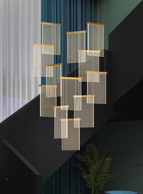 客厅灯创意个性复式楼梯大吊灯约现代别墅大AL-62707厅简餐奢长条