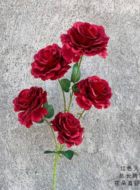 婚庆天仿17059婚真花5头使路玫瑰礼堂引花艺插花家居装饰假花绢花