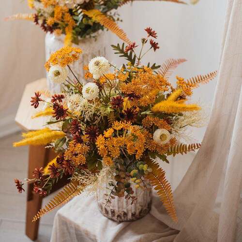 丘瞳设计师花束仿高档复古TXL玄摆件真客厅花花艺酒店装饰关假花