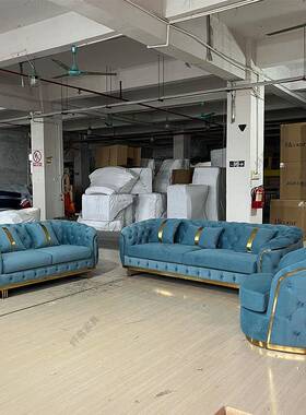 美布艺沙发意式极简设计师客厅直排沙发天鹅绒欧拉式扣88887家用式沙发