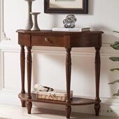 美式 实木半圆985玄关靠柜墙黑色玄关架法置物桌子置式 物台