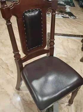 美式椅实中古风轻餐奢家用欧式简56960木约厅桌椅复古椅子餐靠背