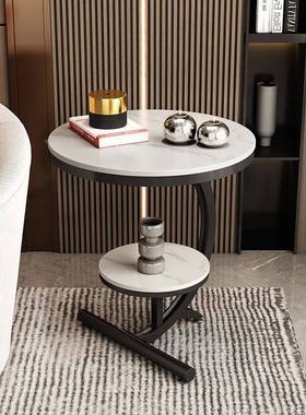 轻奢角几几大理25727石边客厅沙发桌阳台圆小边桌床边柜创意桌子